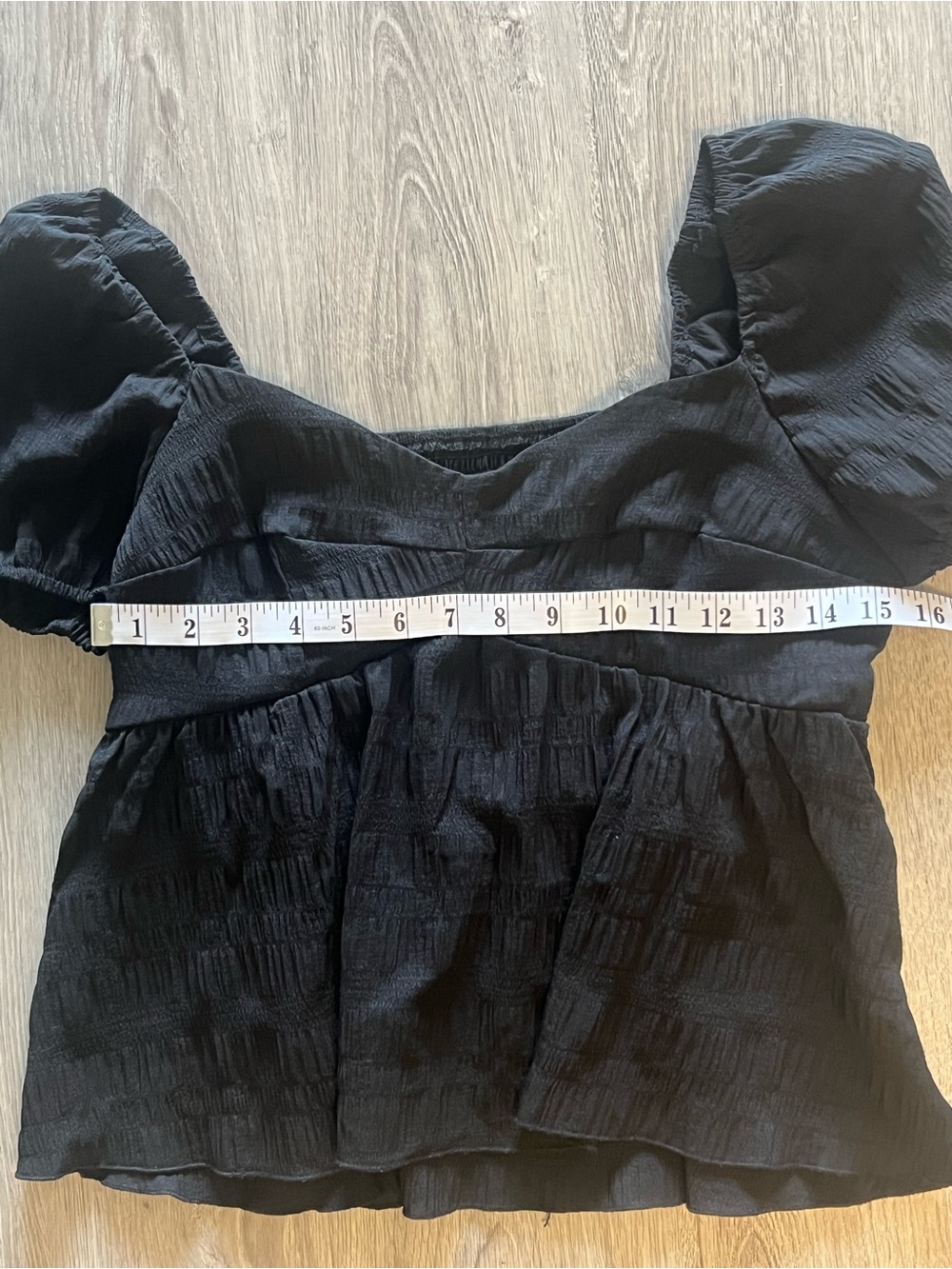 SHEIN Black Square Neck Puff Sleeve Babydoll Top - Picture 6 of 7